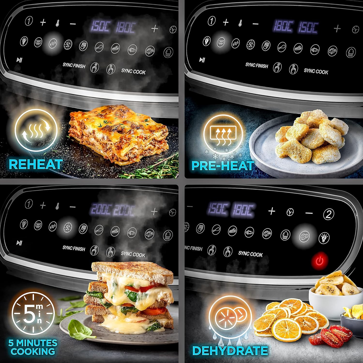 **Duronic AF14 WG XL Air Fryer - 10L Large Capacity Family Air Fryer with Visual Window, Perfect for Roasting Potatoes, Chips, Chicken, Pastries & Baking | Ideal for Home Cooking, Healthy Meals & Quick Snacks**