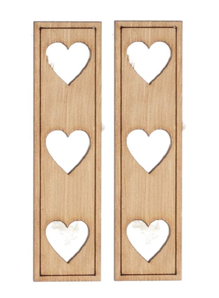 1:12 Scale Melody Jane Dollhouse Wooden Heart Cutout Shutters - Laser Cut Window Accessory for Miniature Home Decor & DIY Dollhouse Projects | Perfect for Victorian Style Dollhouses & Craft Rooms
