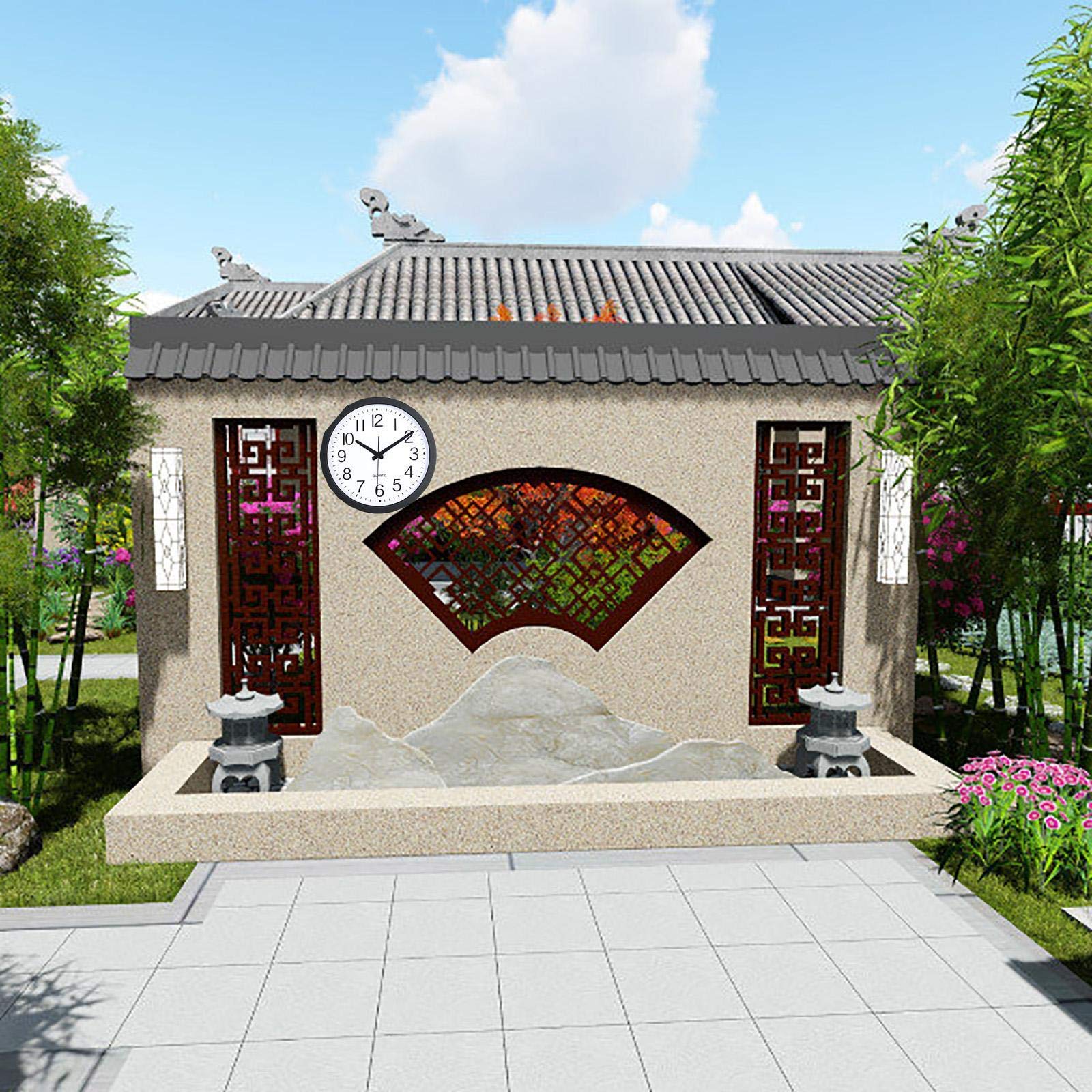 12 Inch Waterproof Outdoor Wall Clock - Silent Metal Garden Clock with Battery Operation for Patio, Yard & Home Decor - Perfect for Outdoor Living Spaces & Weatherproof Timekeeping