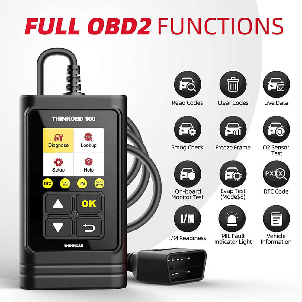 THINKCAR THINKOBD 100 OBD2 Scanner - Professional Car Diagnostic Tool for Engine Fault Codes, ABS, SRS - Compatible with Android & iOS - Perfect for Mechanics & DIY Car Repairs
