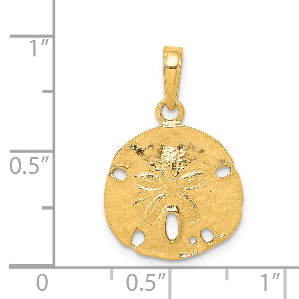 14K Yellow Gold Polished Sand Dollar Pendant Necklace - Elegant Beach Jewelry for Women | Perfect for Vacation, Summer Outfits & Gift Giving