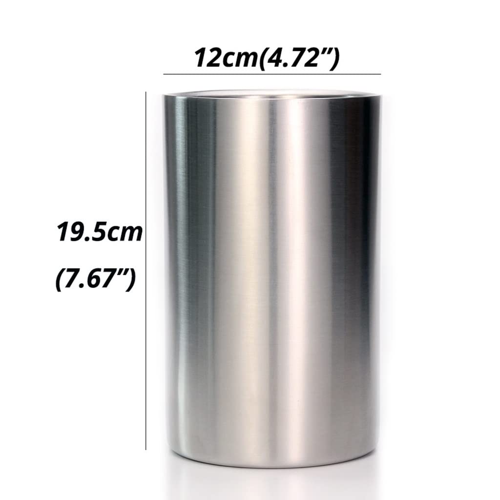 Premium Stainless Steel Wine Cooler & Ice Bucket - Double Wall Insulation, Multipurpose for Kitchen Utensil Holder, Flower Vase, Party & Home Decor (1pc) - Perfect for Chilling Wine, Beverages & Floral Arrangements