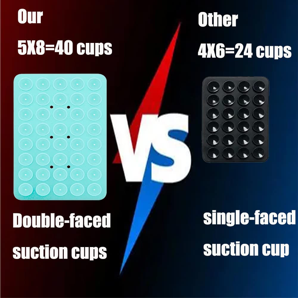 OSKE Double-Sided Silicone Suction Phone Mount - Universal Adhesive Holder for iPhone & Android - Hands-Free Shower/Bathroom/Car Mirror Mount - Fidget Toy & TikTok Video Accessory (Sky Blue) - Perfect for Driving, Bathing & Social Media Recording