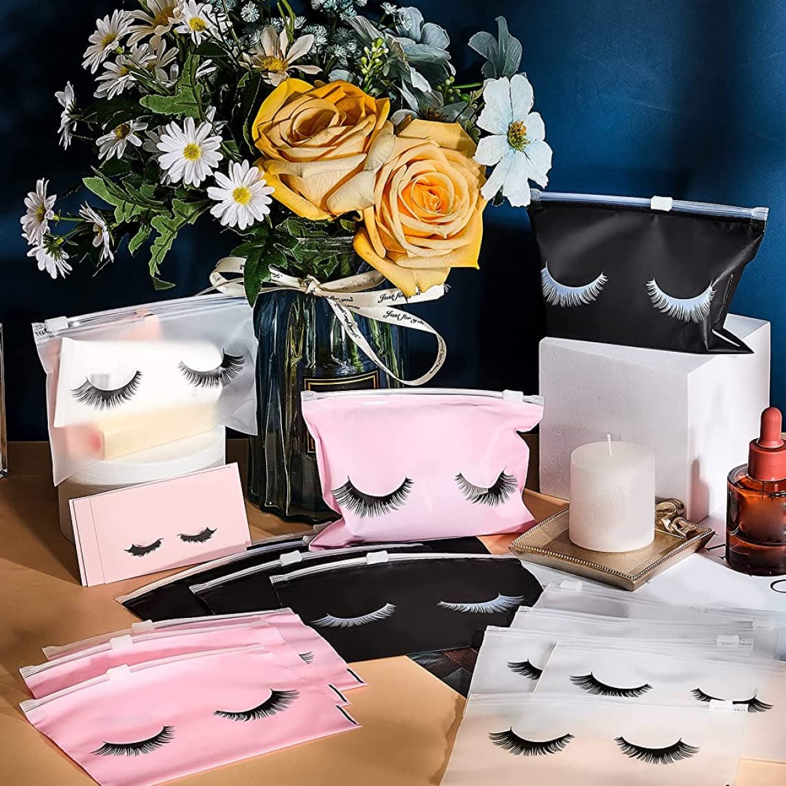 60 Pcs Eyelash Extension Aftercare Bags - 6x4 Inch Small Zipper Cosmetic Cases for Lash Packaging, Travel & Makeup Storage - Perfect for Women & Girls (Great for Salons, Gifts & Travel Accessories)