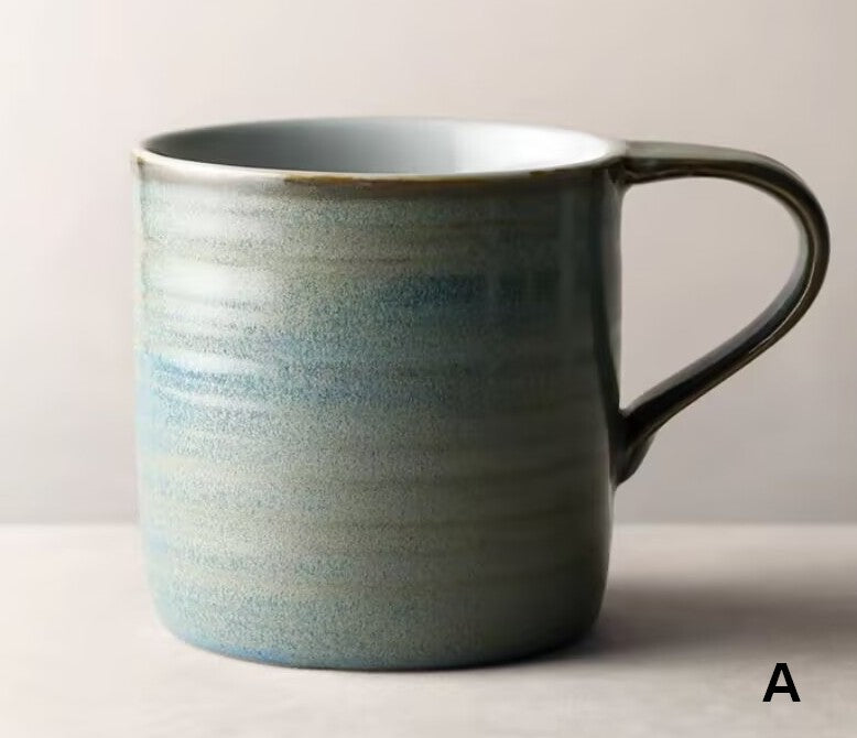 Handmade Ceramic Coffee Mug - Large Capacity Modern Blue Green Black Pottery Cup for Home & Office Use | Perfect Gift for Coffee Lovers