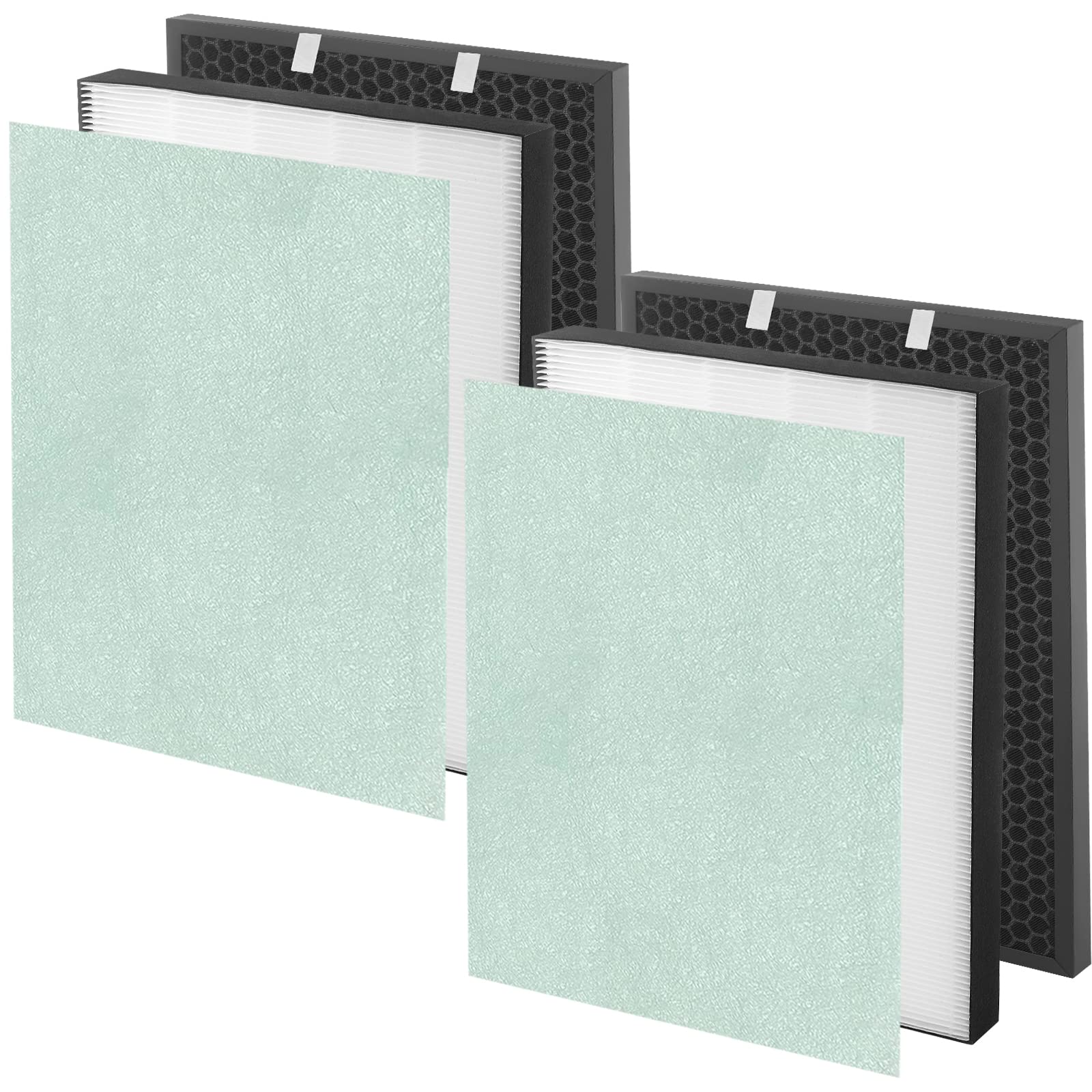 2-Pack Bissell Air400 True HEPA Replacement Filters Set - Compatible with Air400 Air Purifier (Includes 2521 HEPA & Pre-Filters + 2520 Carbon Filters) - For Home, Office & Bedroom Air Cleaning