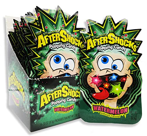 Watermelon Popping Candy Minis - 0.33oz Packs (24 Count) - Fun Party Favors & Unique Candy for Kids, Halloween Treats & Office Snacks