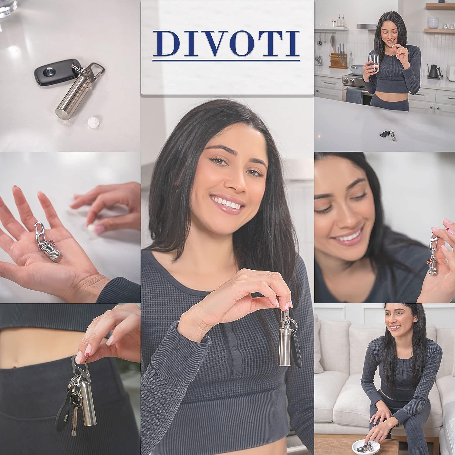 Divoti Precision CNC Machined Stainless Steel Emergency Pill Holder Keychain - Compact & Durable Medicine Storage for Travel, Hiking, and Daily Use