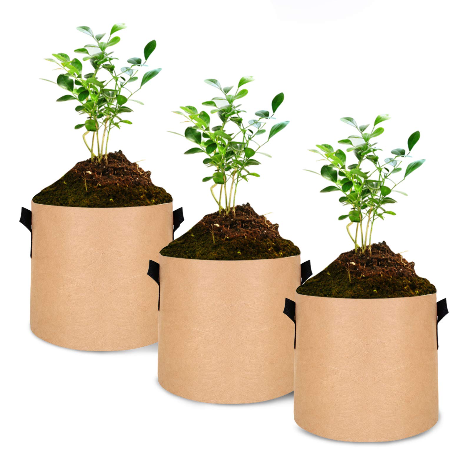 3Pcs 20 Gallon Breathable Fabric Planting Bags with Handles - Nonwoven Plant Pots for Vegetables, Flowers & Herbs - Durable Garden Containers for Outdoor/Indoor Planting & Home Gardening