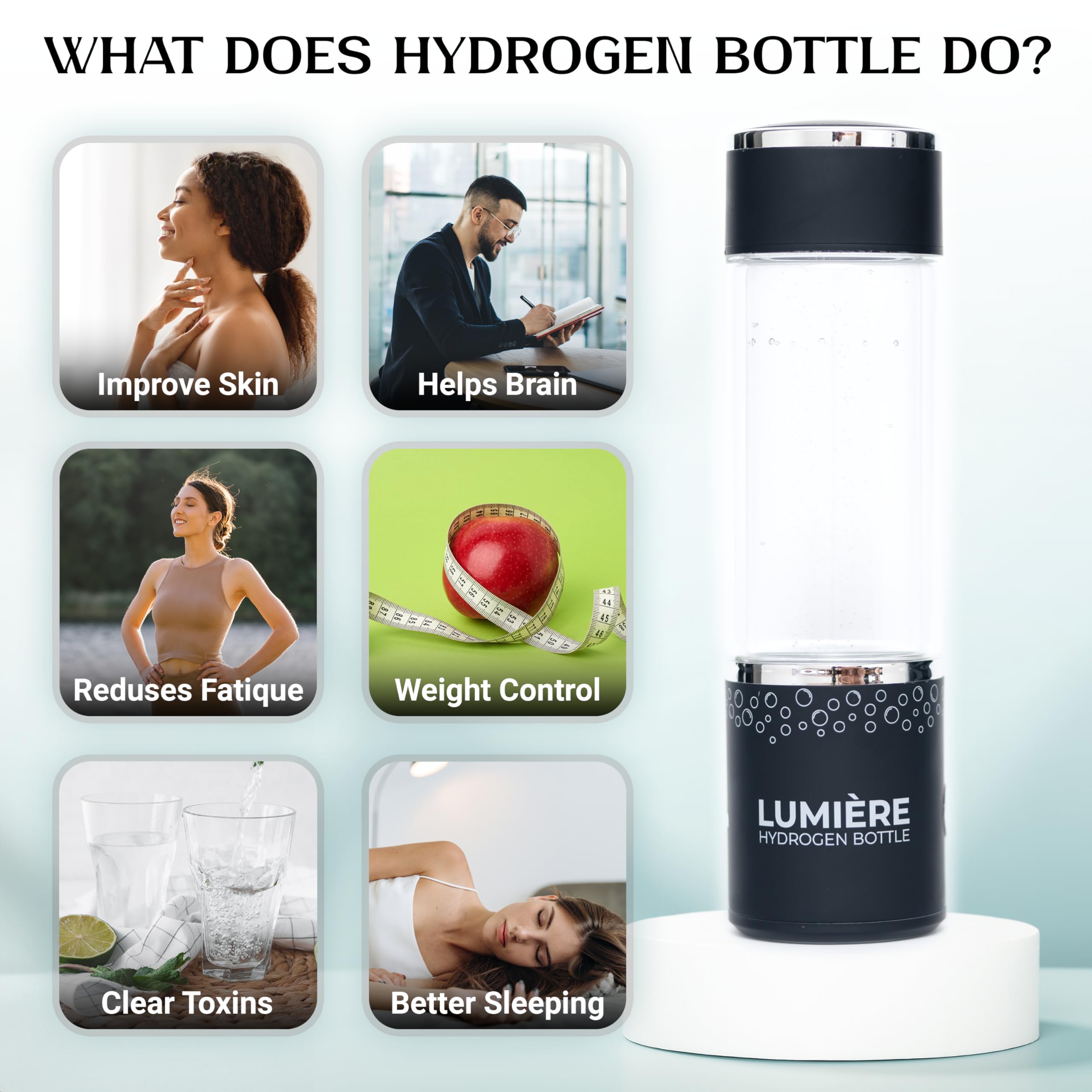 Hydrogen Water Bottle Generator - Portable Hydrogen Water Machine with 3000PPB Concentration - Alkaline Water Ionizer for Health & Hydration - Perfect for Gym, Travel, and Daily Wellness Routine
