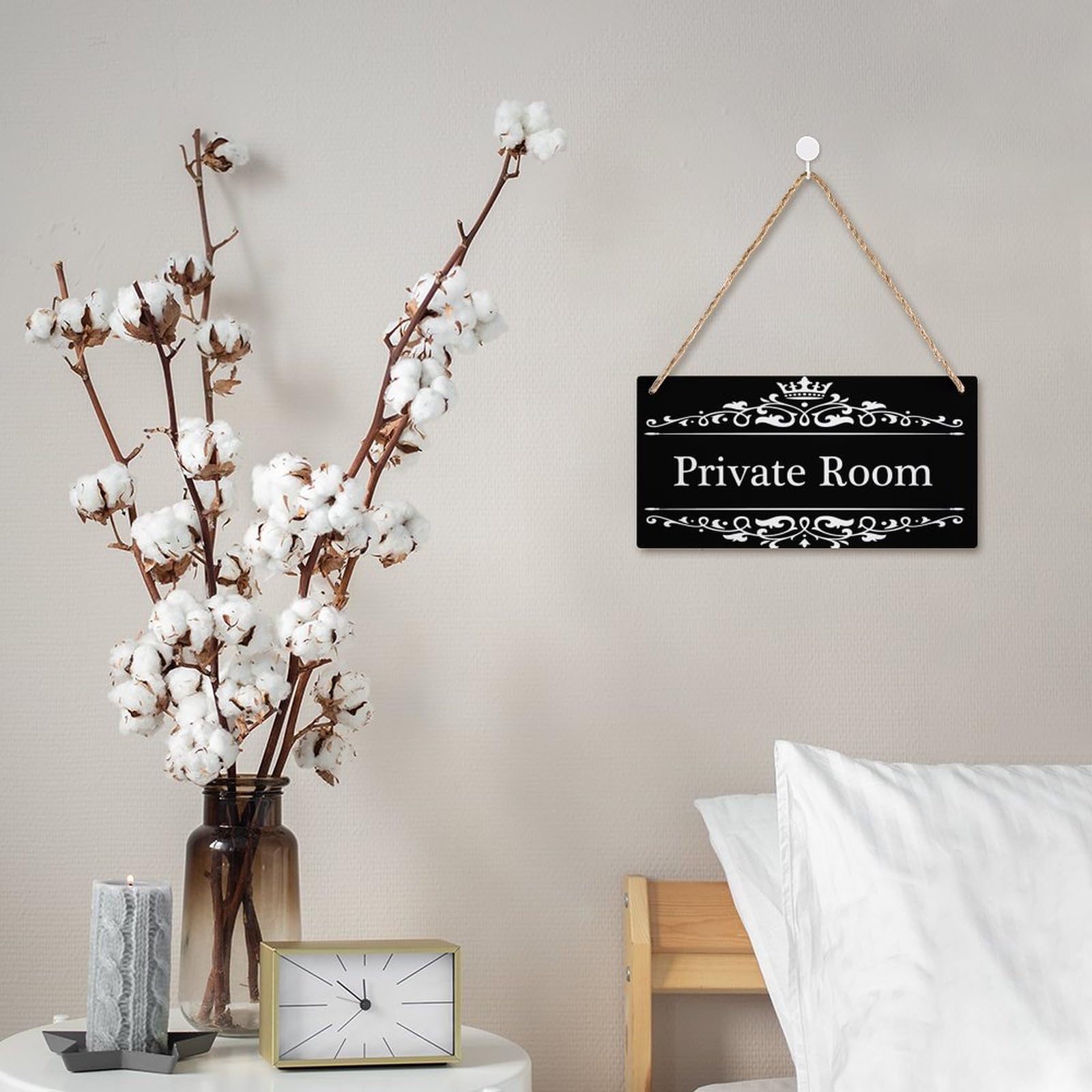 Private Room Sign - Handcrafted Wooden Hanging Decor for Bedroom & Bathroom - 6x12 Inch Rustic Wall Art - Perfect for Home, Office, or Gift Giving