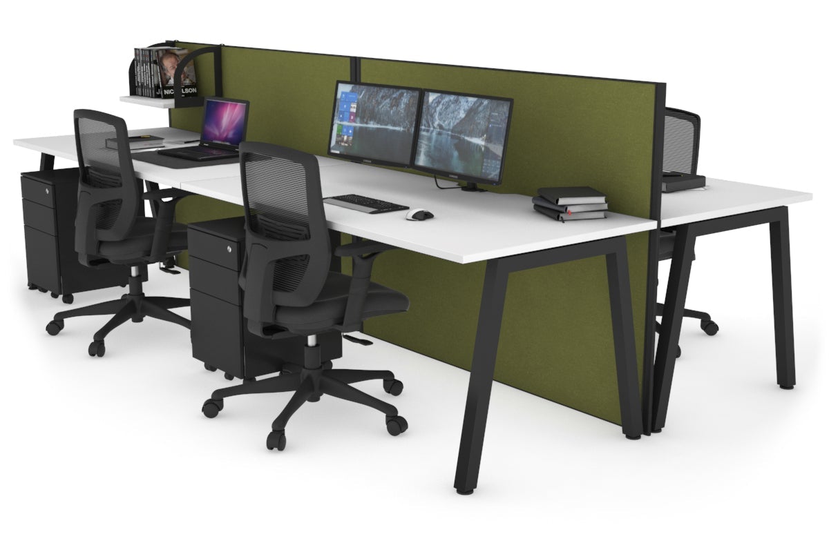 Horizon Quadro 4-Person Office Workstation Bench with A-Legs - 1200L x 800W with Cable Management - Perfect for Collaborative Workspaces & Open Office Environments