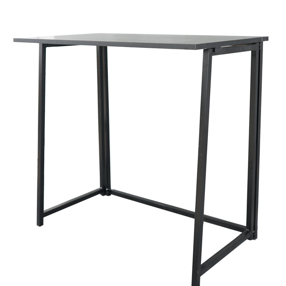 Foldable Computer Desk for Home Office - Space Saving Collapsible Laptop Desk with Sturdy Metal Frame (Black) - Perfect for Small Spaces, Apartments & Dorm Rooms