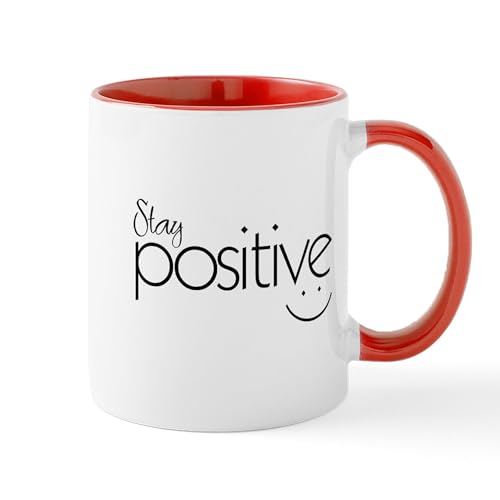 White/Red Inside - Stay Positive Mugs
