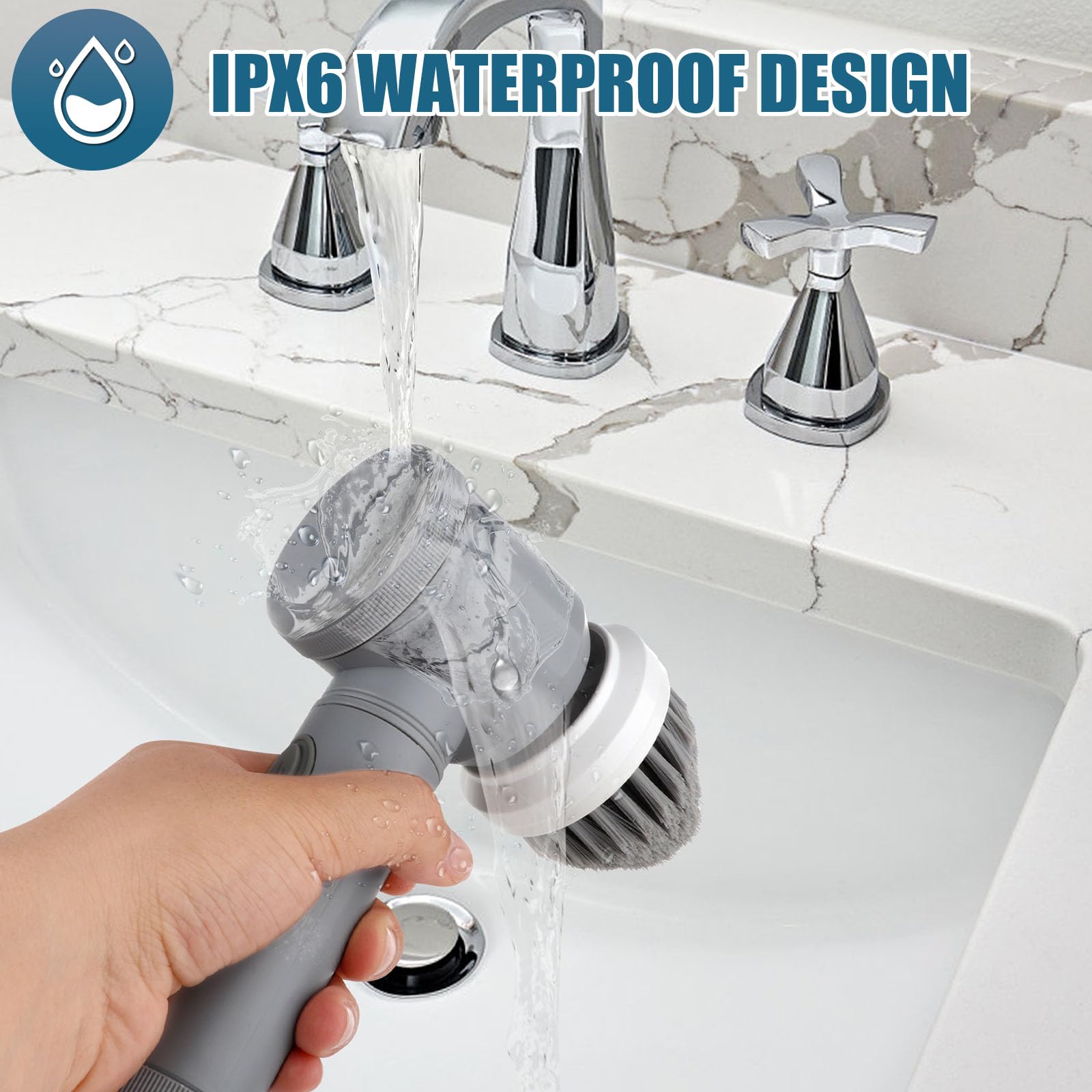 **Portable Electric Scrubber - Cordless Power Cleaning Brush with 7 Replaceable Brush Heads for Bathroom, Kitchen, Tile, Grout & Stove - Deep Clean Floors, Tubs & Hard Surfaces**    *(Perfect for Bathroom Cleaning, Kitchen Deep Cleaning, Tile & Grout Scrubbing, and Stove Degreasing)*