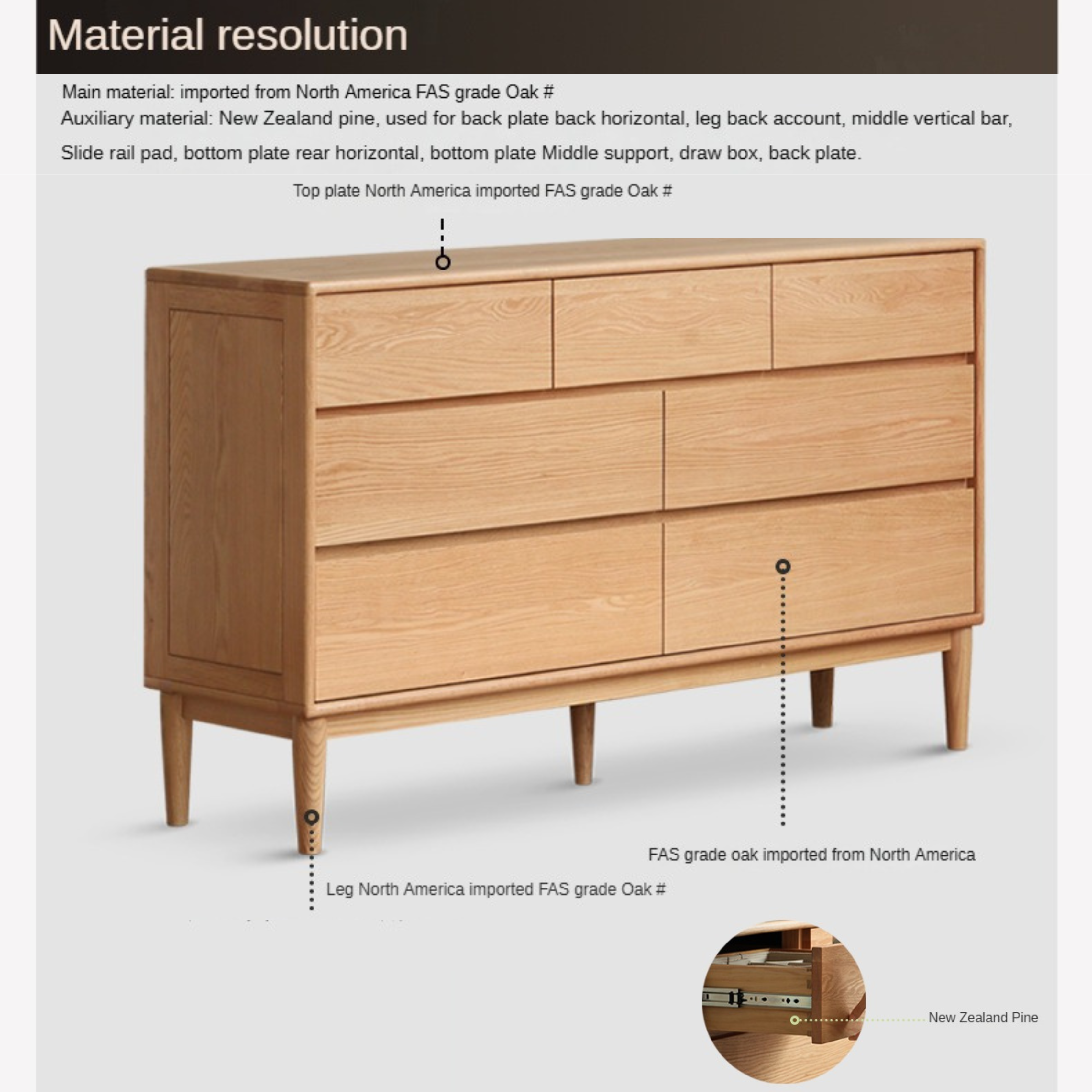 Oak Solid Wood Small Chest of Drawers - 3 Drawer Storage Organizer for Bedroom, Nursery, or Office | Compact Dresser for Clothes, Toys & Home Organization