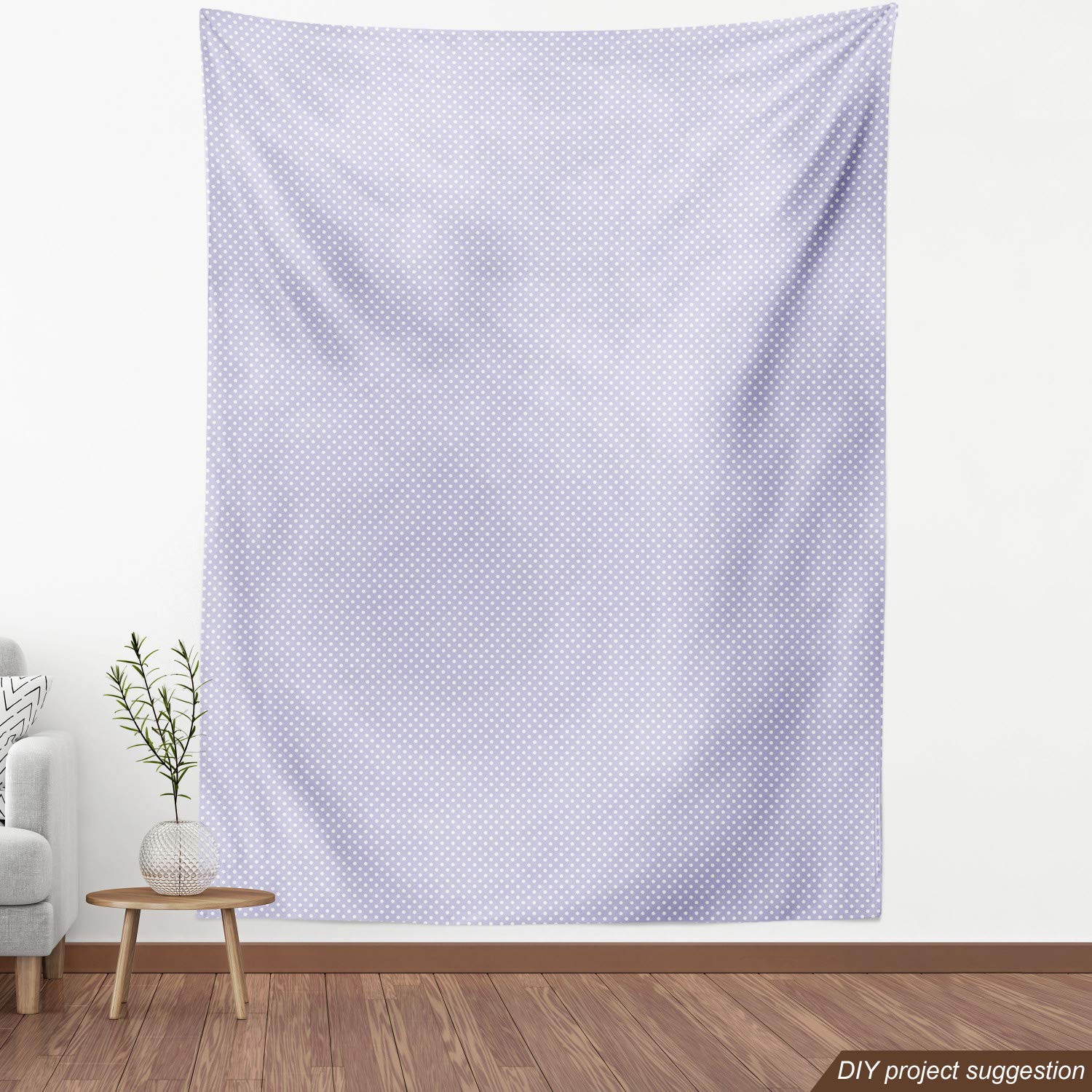 Ambesonne Party Fabric by The Yard - Traditional Polka Dot & Grid Pattern Upholstery Fabric (10 Yards, Lavender Blue & White) | Decorative Fabric for Sofa, Curtains, Pillows & DIY Home Decor Projects