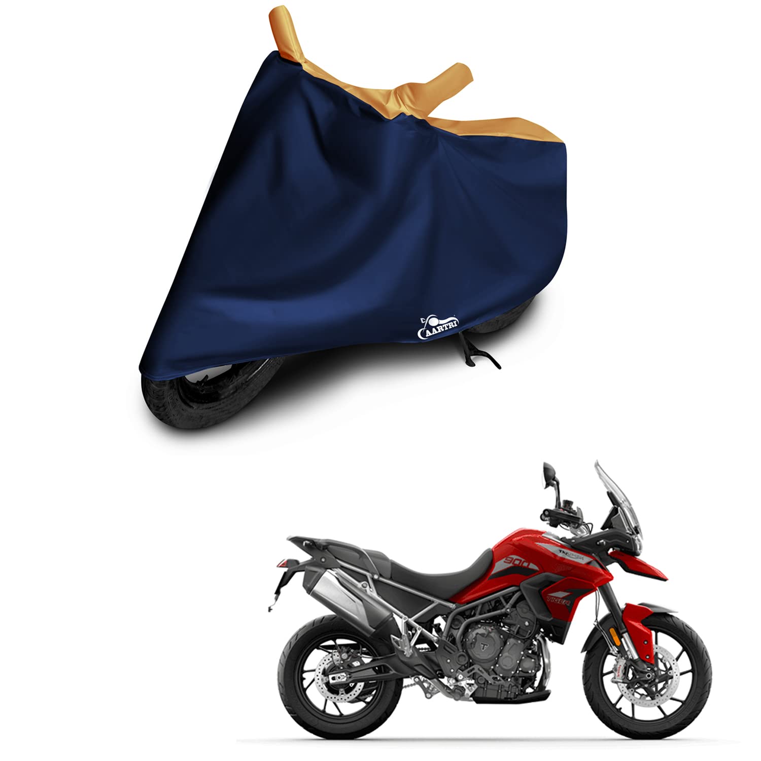 2022 Triumph Tiger 900 Motorcycle Body Cover (BS-2,3,4,6) - UV Protection & Dustproof Bike Cover in Strip Orange - Perfect for Outdoor Parking & Long-Term Storage