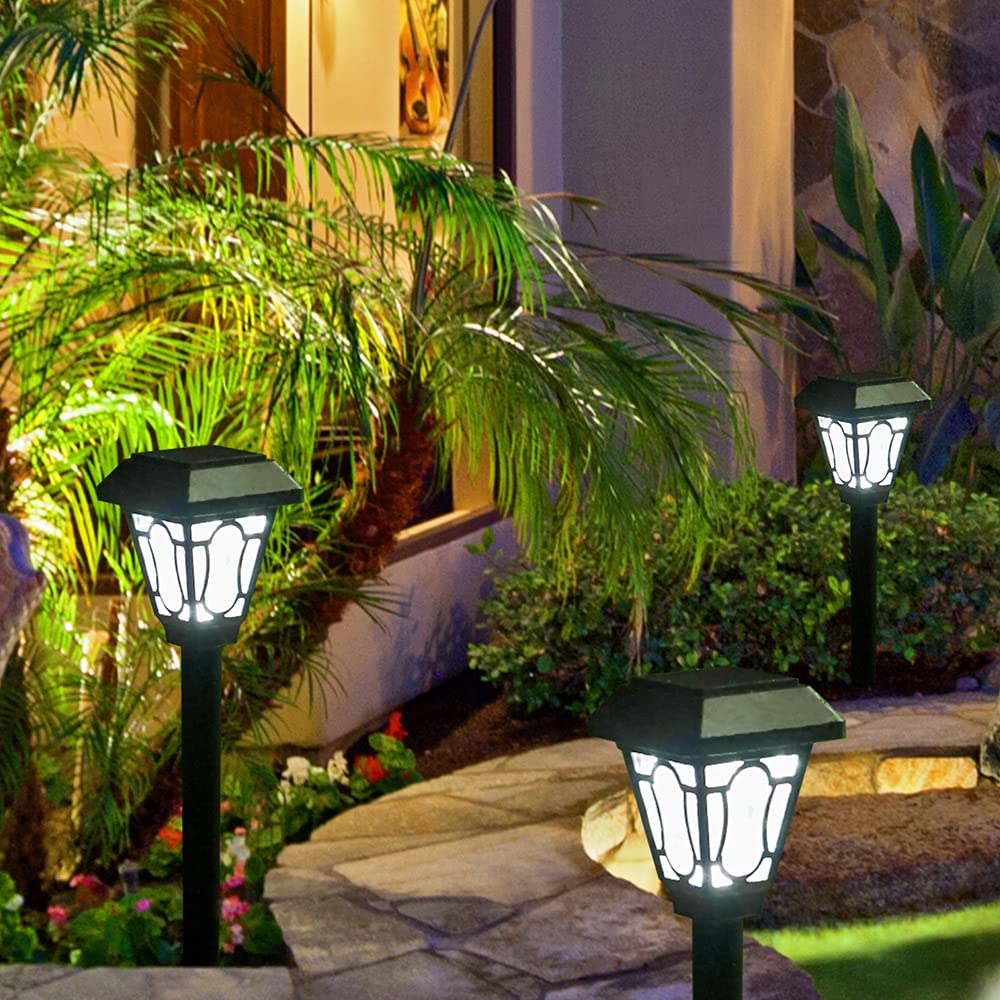 LAMTREE 12 Pack Solar Powered Outdoor Lights Waterproof - 3 Lumens Cool White LED with Cute Patterns for Pathway, Garden, Patio, Yard, Driveway, Walkway & Lawn - Perfect for Landscape Lighting, Backyard Decor & Nighttime Safety