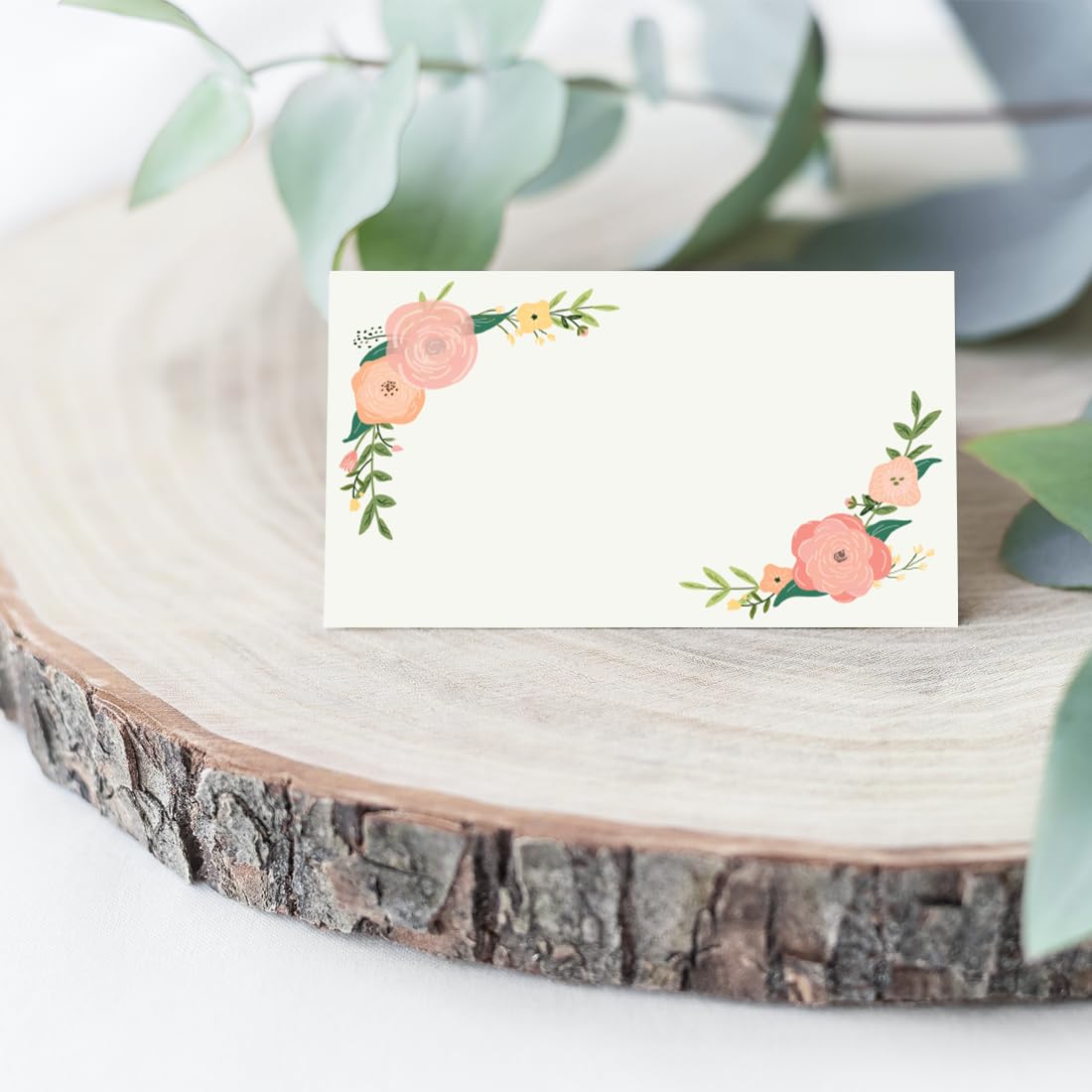 Andaz Press Printable Table Tent Place Cards - Floral Tea Party Design, 20-Pack for Wedding, Baby Shower & Graduation Events | Elegant Seat Placement & Name Cards for Dining Tables, Buffets and Special Occasions