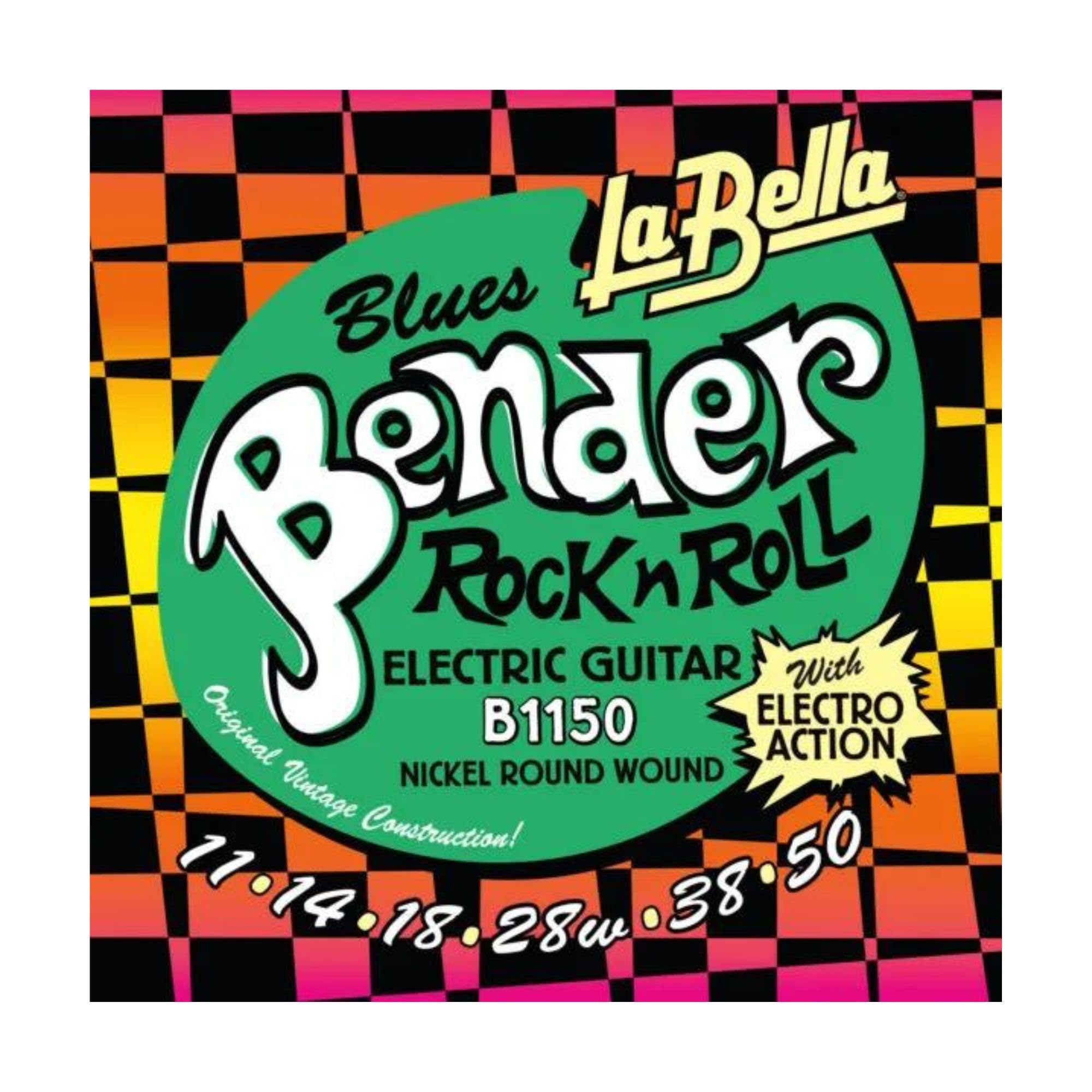 La Bella B1150 Blues Bender Electric Guitar Strings - Nickel Round Wound 11-50 Gauge for Blues, Rock & Jazz - Perfect for Stage Performance & Studio Recording