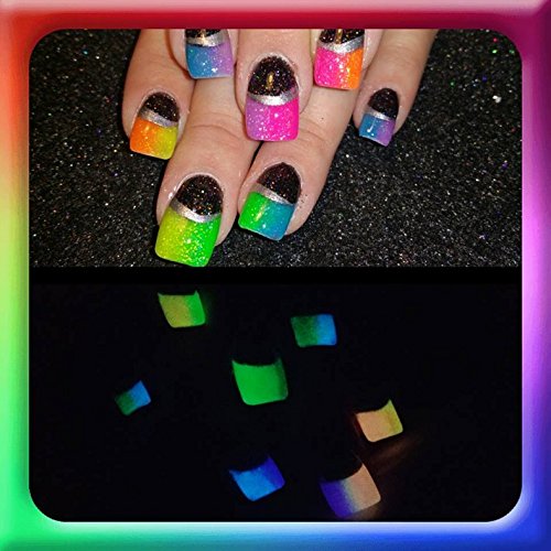 Glow in The Dark Nail Art Kit - GID Powder, Stars & Moons Decoration Set for DIY Nail Designs | Perfect for Halloween, Rave Parties & Nighttime Manicures