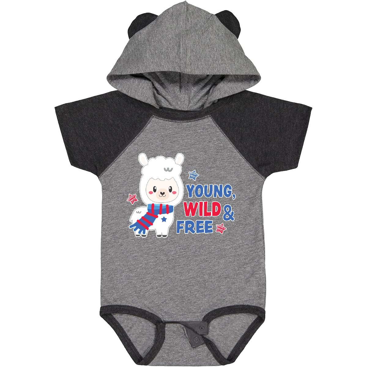 Inktastic Young, Wild & Free with Llama Baby Bodysuit - Cute Animal Print Onesie for Newborns & Infants - Perfect for Playtime, Photo Shoots & Everyday Wear