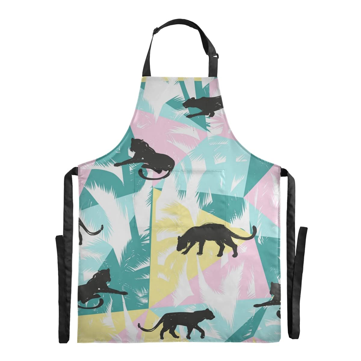 Waterproof Funny Leopard Print Bib Apron for Adults - Adjustable Straps & Large Pocket - Perfect for Farmhouse, Cosmetology, Home Kitchen, BBQ, Painting & DIY Crafts