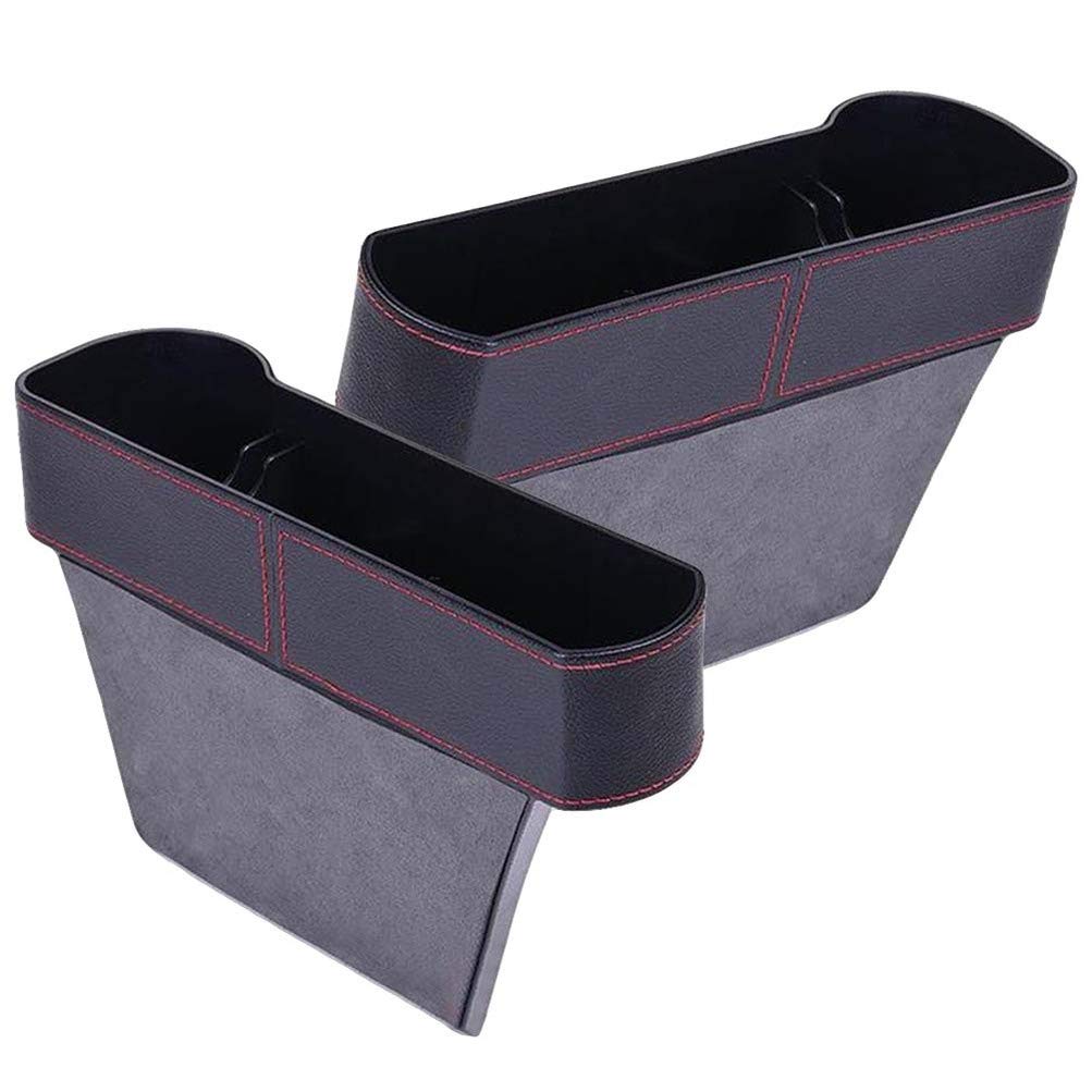 Garneck 1 Pair Black Car Storage Box & Organizer Bins - Multifunctional Interior Storage, Gap Filler & Auto Garbage Can for Sedan, SUV, Truck (Perfect for Trash, Snacks, Phone & Small Items)