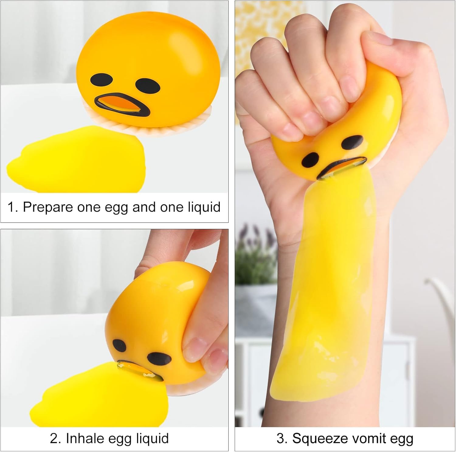 5Pcs Vomiting Egg Stress Ball - Funny Puking Egg Halloween Toys & Novelty Stress Relief Squeeze Toys - Perfect for Gag Gifts, Prank Jokes, Office Desk Decor and Party Favors