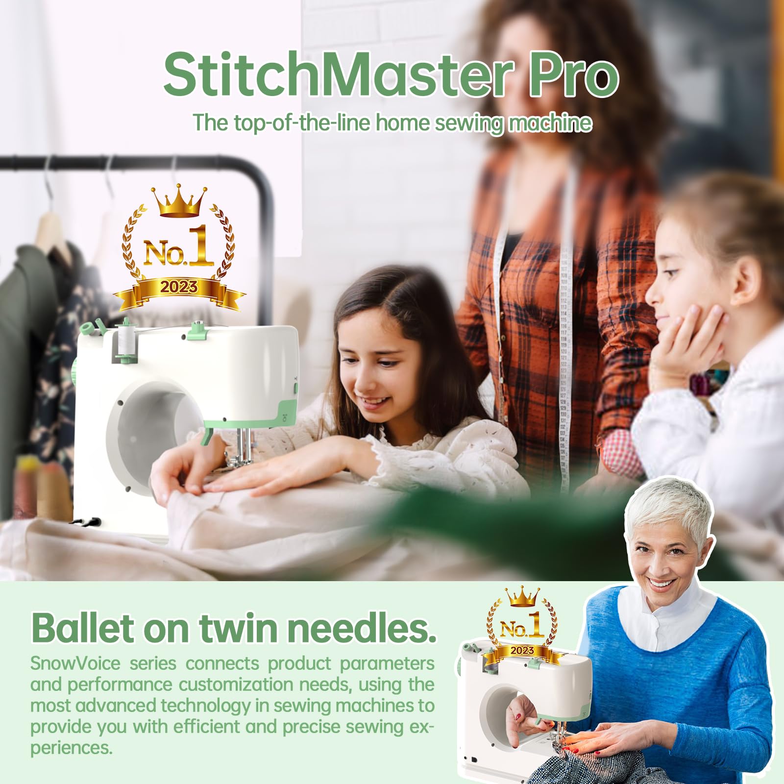 StitchMaster Pro Sewing Machine for Beginners & Adults - Twin Needle & Double Thread, 16 Built-in Stitches for Ballet & Home Use | Perfect for Costume Making, DIY Projects & Household Sewing