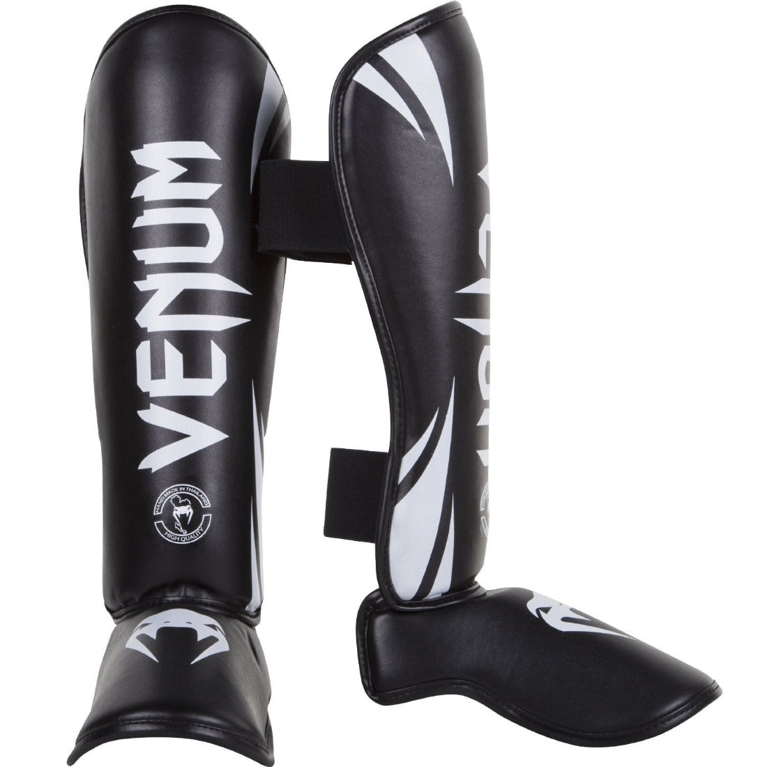 VENUM SHINGUARDS CHALLENGER Black/White - MMA Kickboxing Muay Thai Shin Guards for Training & Competition - Premium Protection & Comfort