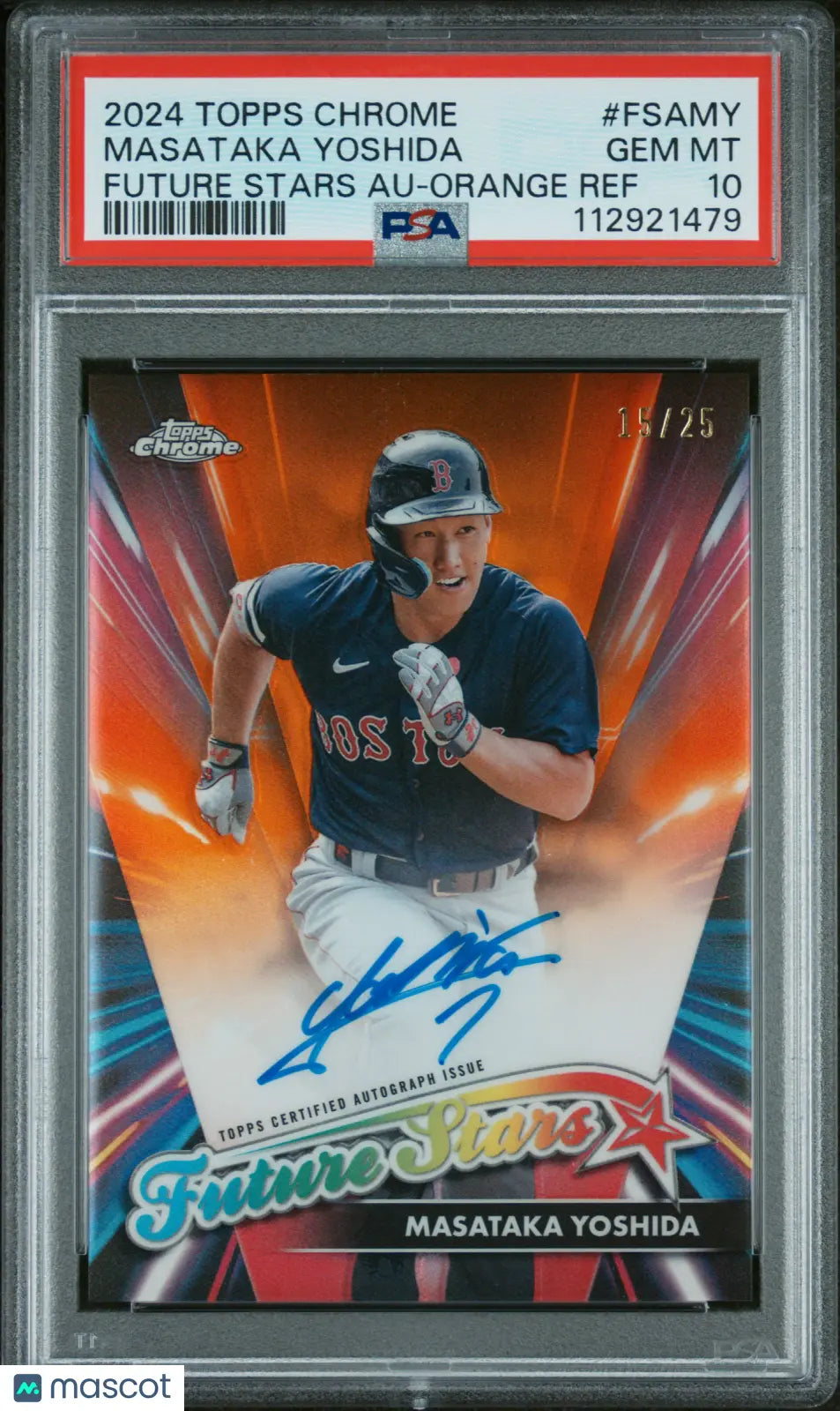 2024 Topps Chrome Future Stars Masataka Yoshida Orange Refractor Autograph PSA 10 Gem Mint #/25 - Rare Baseball Card for Collectors & Investors, Perfect for Display Cases & Sports Memorabilia Collections