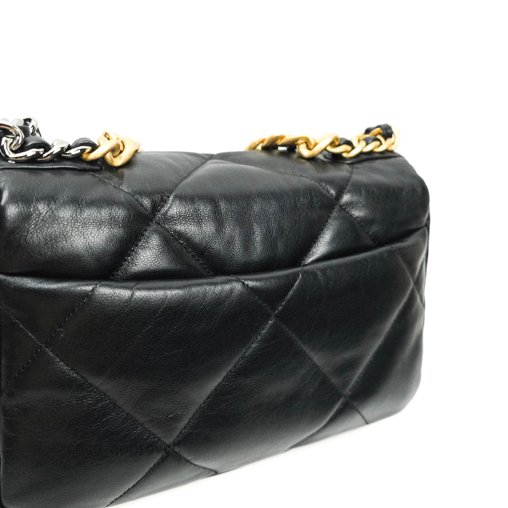 Chanel 19 Small Black Goatskin Mixed Hardware Flap Bag - Luxury Designer Handbag for Women | Perfect for Evening Events, Parties & Special Occasions