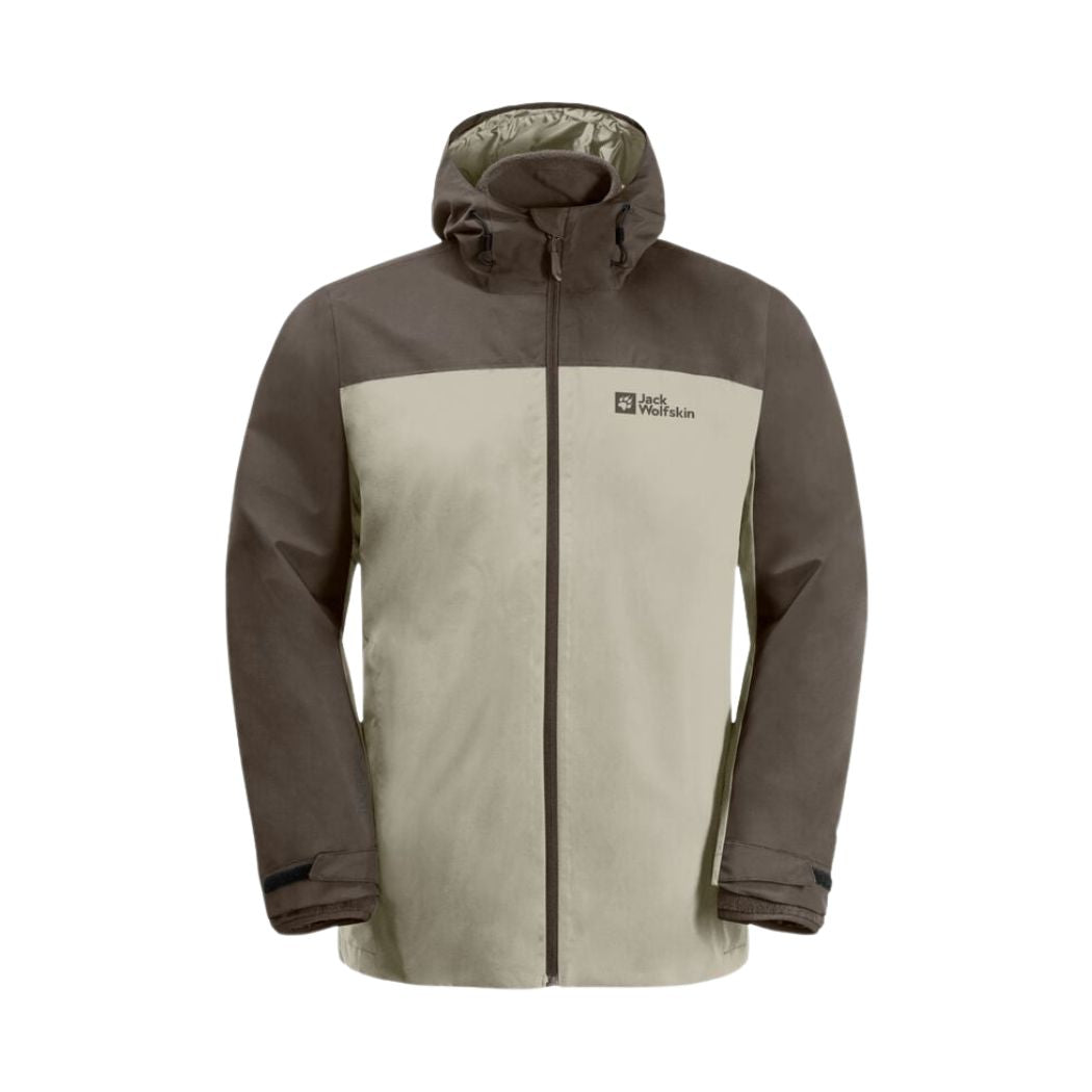 Jack Wolfskin Taubenberg 3-in-1 Men's Waterproof Hiking Jacket - Windproof & Breathable Outdoor Jacket for Camping, Trekking, and Winter Adventures