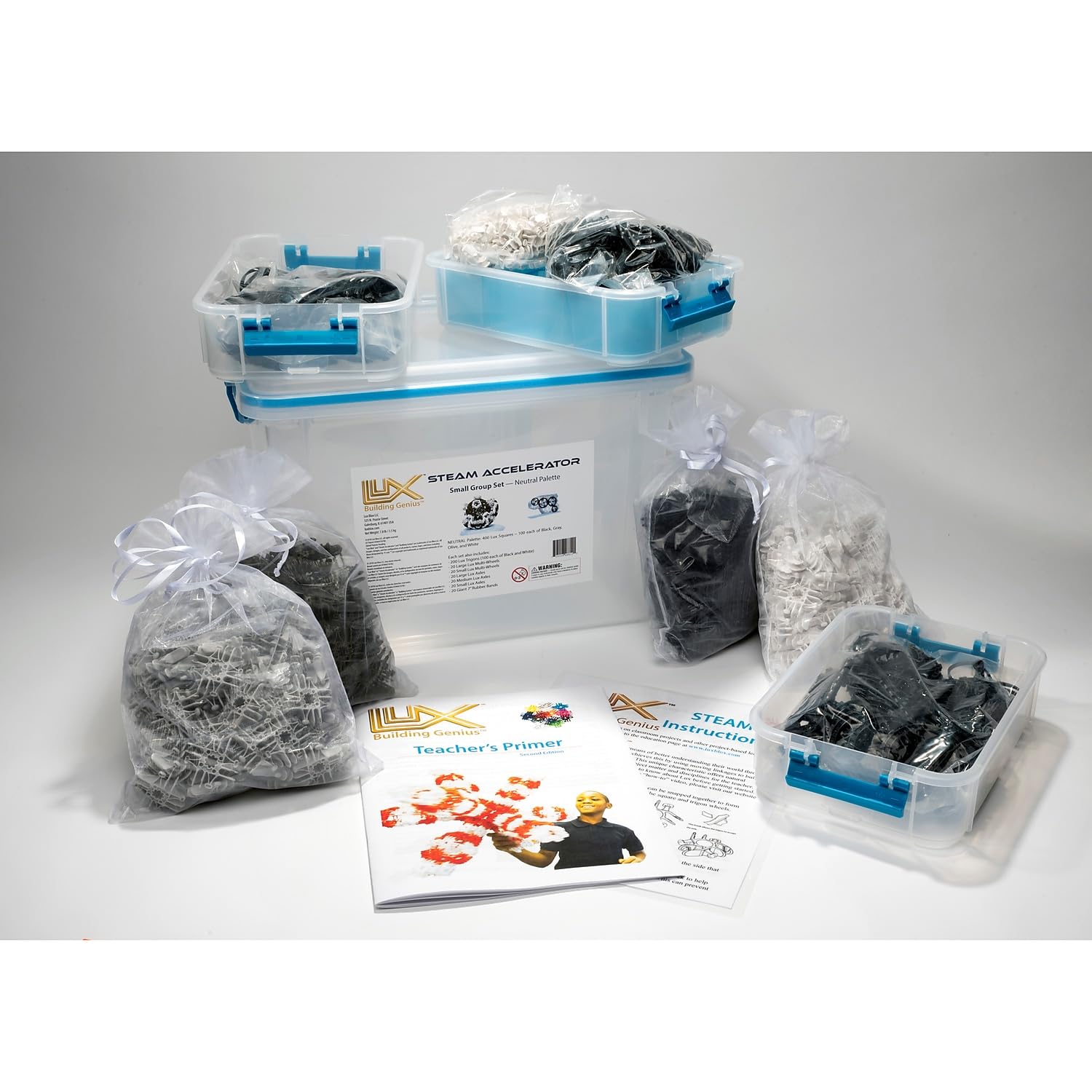 720-Piece Steam Accelerator Building Set - Flexible & Versatile STEM Toys for Kids, School Programs & Group Therapy Activities | Neutral Colors | Educational Classroom & Therapy Tool
