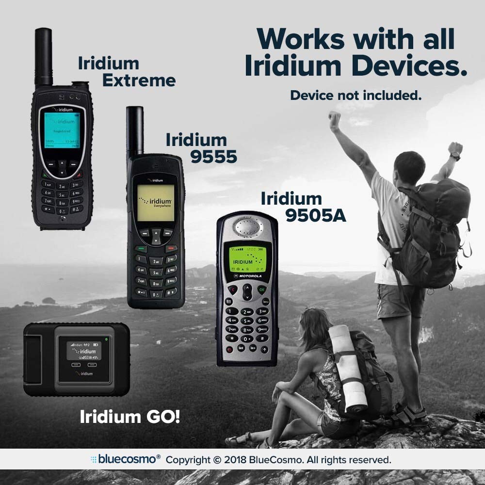 BlueCosmo Iridium 100 Minute Prepaid Global SIM Card for Satellite Phones - No Activation or Monthly Fees - 30 Day Expiry with Rollover Minutes - Easy 24/7 Online Activation & Refills - Perfect for Remote Travel, Emergency Communication, and Off-Grid Adventures