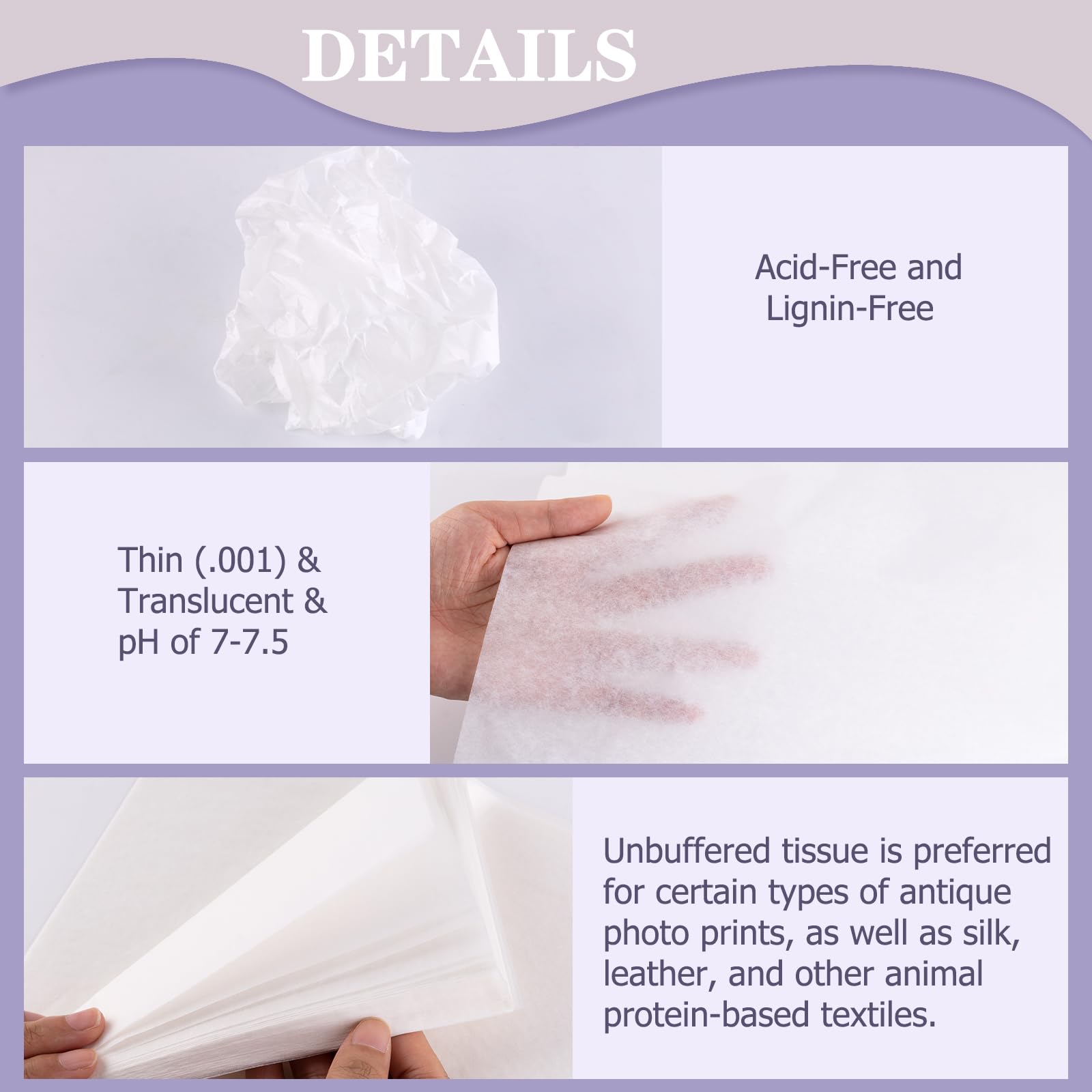 Acid-Free Unbuffered Interleaving Tissue Paper for Storage - 30