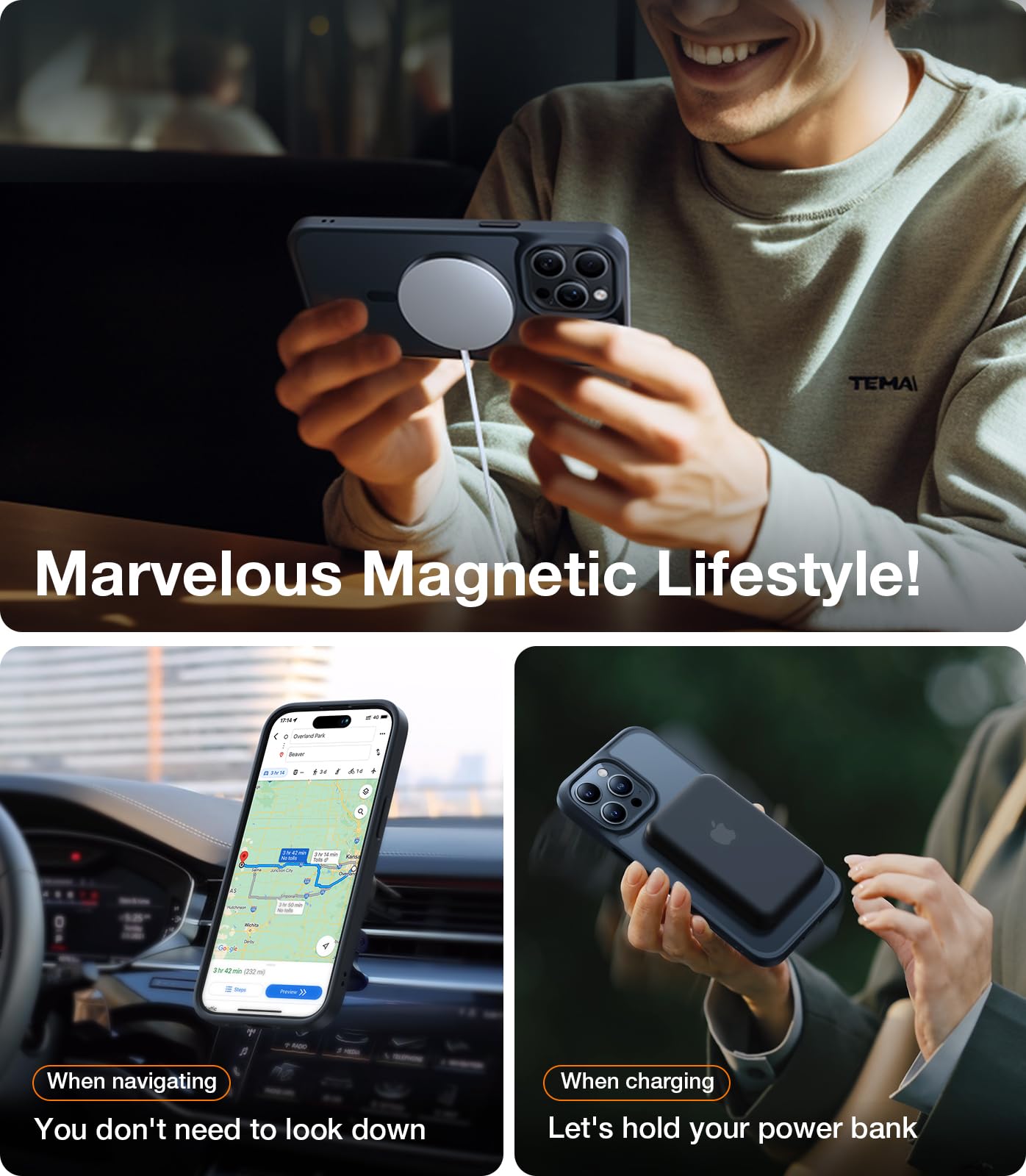 TORRAS Magnetic Shockproof Case for iPhone 13 Pro Max - Military Grade Drop Tested, MagSafe Compatible, Slim Protective Cover with Translucent Hard Back & Soft Bumper (Black) - Perfect for Daily Use, Outdoor Activities and Travel Protection