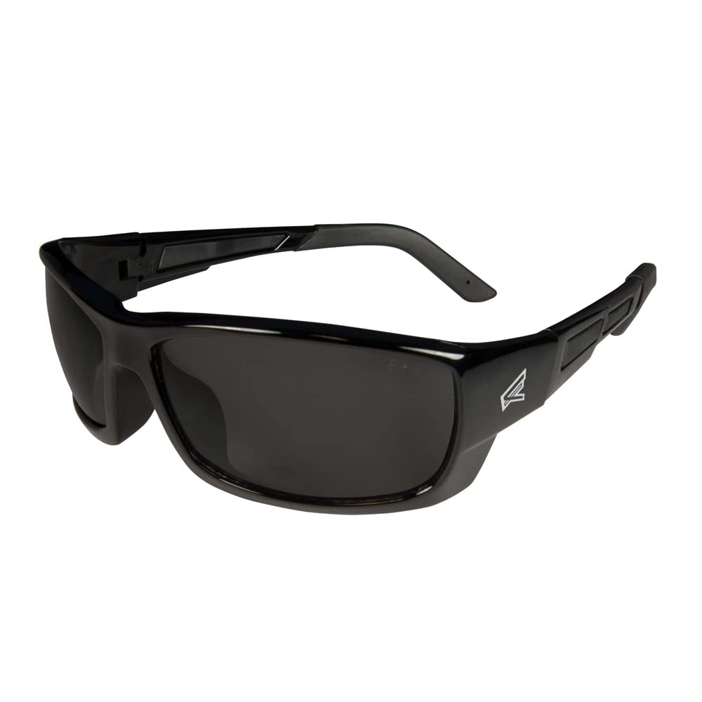 Edge PM116 Mazeno Wrap-Around Safety Glasses - ANSI/ISEA & MCEPS Certified, Anti-Scratch, UV400 Protection, Military Grade, Non-Slip Slim Fit (Black Frame/Smoke Lens) - Ideal for Construction, Shooting Range, Woodworking & Outdoor Activities