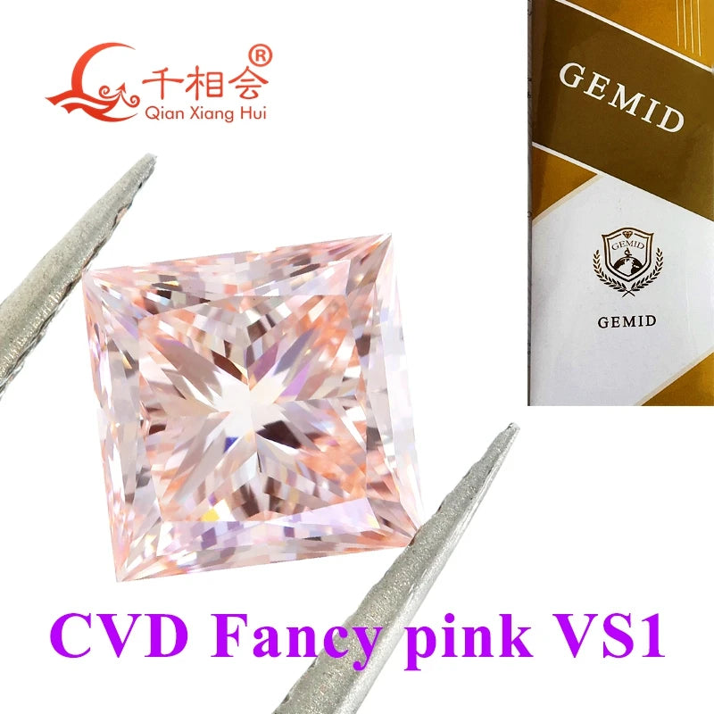 1.496ct & 1.560ct Fancy Pink CVD Lab-Grown Diamond - VS1 Clarity Square Shape GEMID Certified Loose Stone for Engagement Rings & Fine Jewelry Making