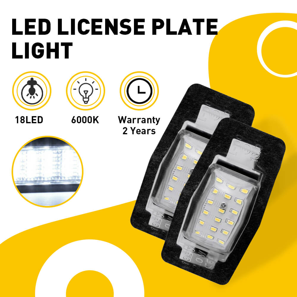 18 SMD LED License Plate Light 6000K White - Compatible with Ford, Mercury, Mazda - Bright & Durable Tag Light Assembly - Perfect for Night Driving & Enhanced Vehicle Style
