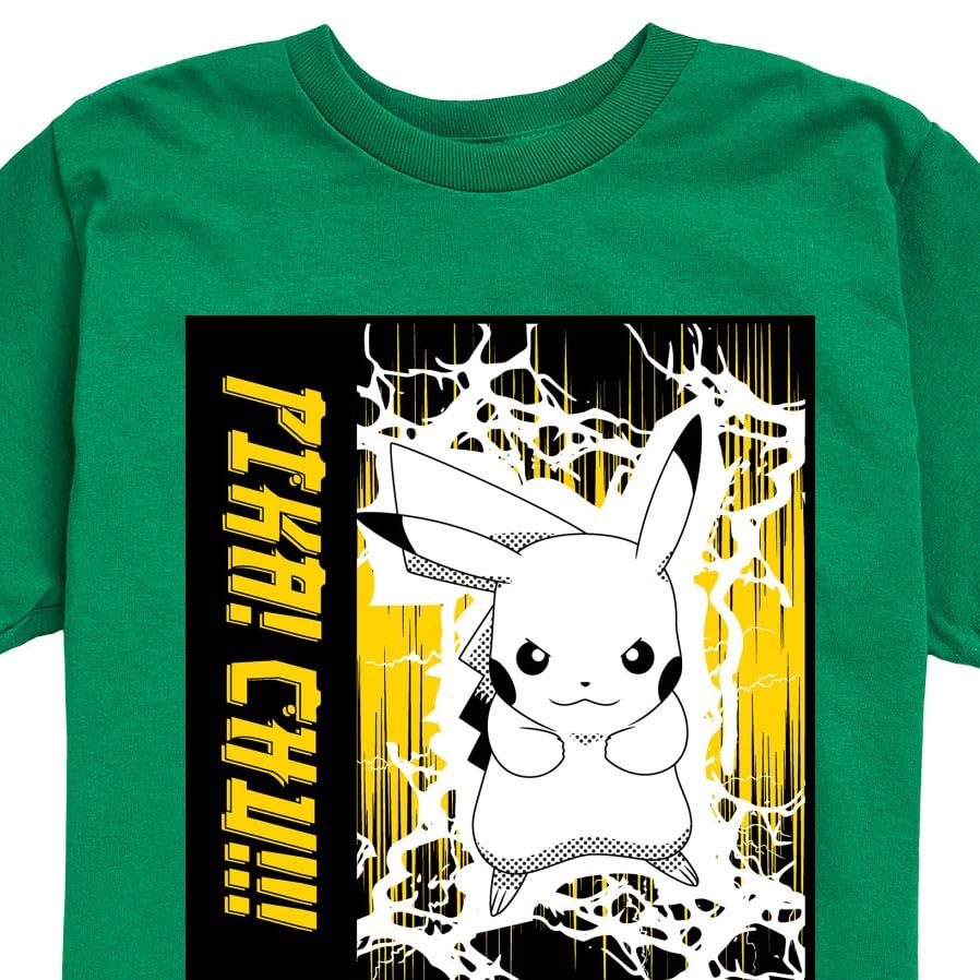 HYBRID APPAREL Pokémon Anime Lightning Scene Youth Short Sleeve Graphic T-Shirt - Cool Anime Tee for Casual Wear, Gaming, Cosplay & Everyday Outfits