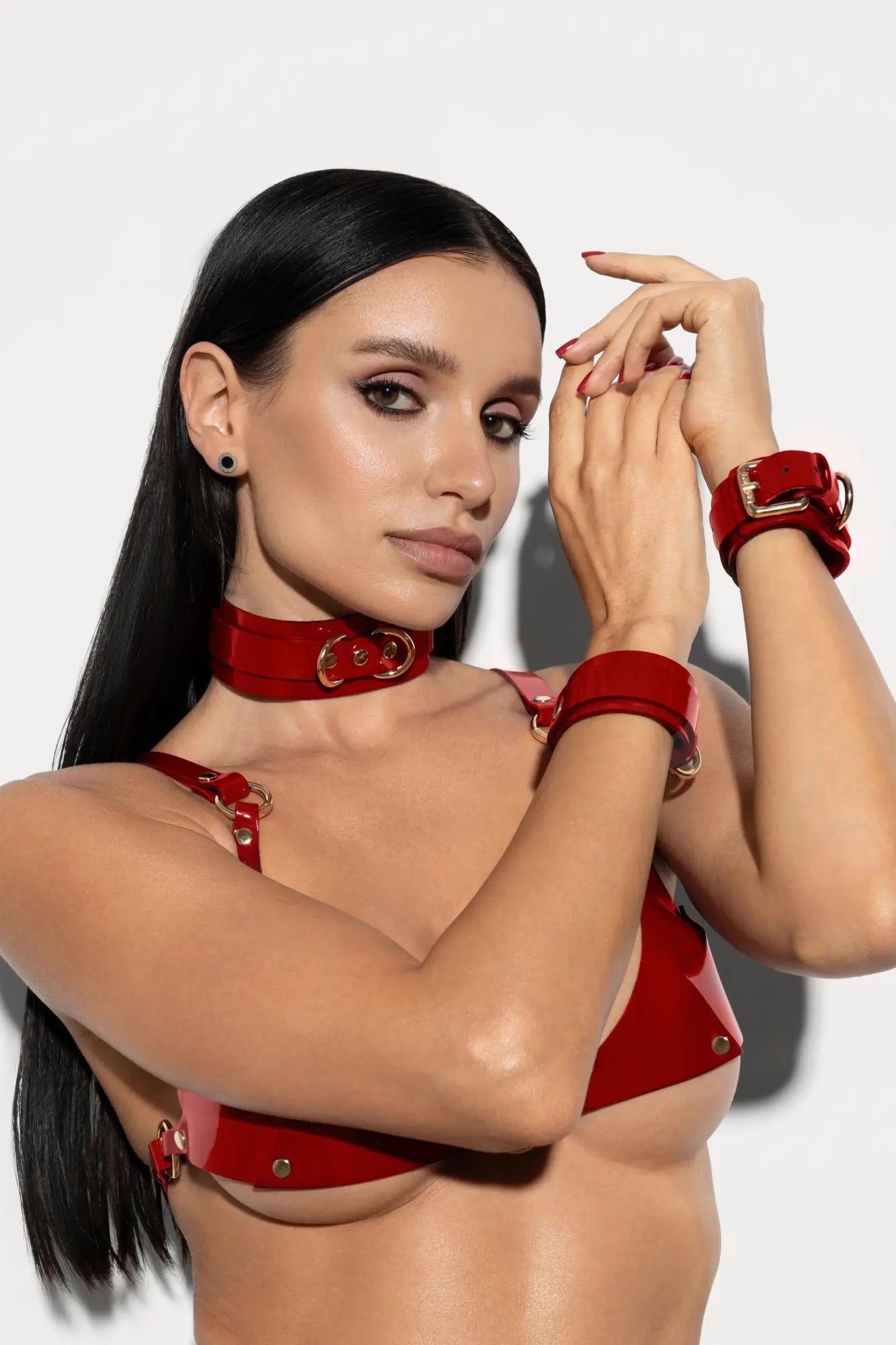 Bonny Lacquer Leather Bracelets for Women - Red Leather Wristbands | Stylish & Durable Fashion Accessories for Casual Wear, Parties & Gifts