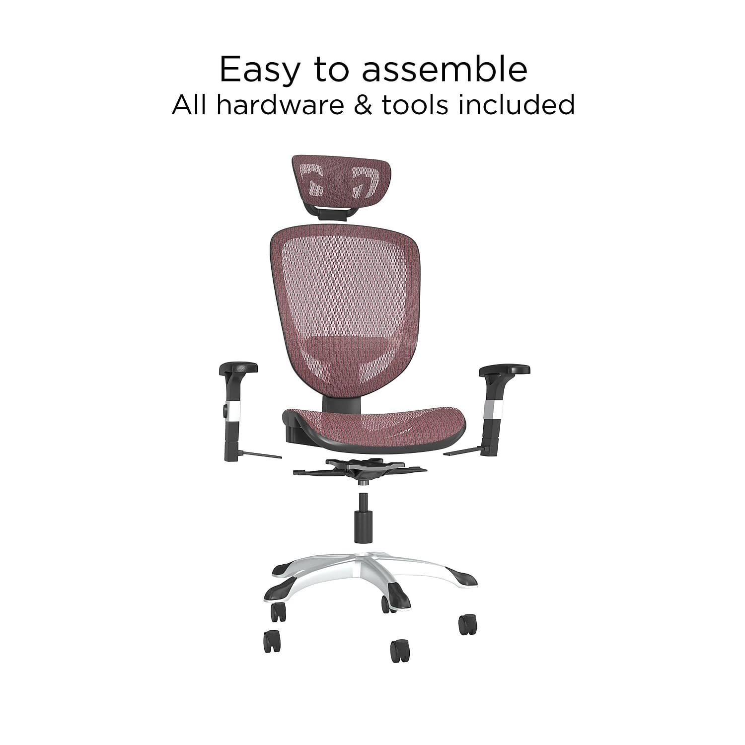 Ergonomic Mesh Computer and Desk Chair with Lumbar Support - Adjustable Height, Swivel & Rolling Wheels - Red Office Chair for Home, Gaming & Workspace Comfort