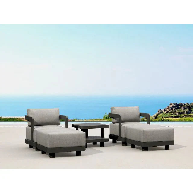 Premium Anderson Teak 5-Piece Granada Aluminum Deep Seating Patio Set (SET 905 AL) - Perfect for Outdoor Living, Backyard Relaxation & Poolside Lounging
