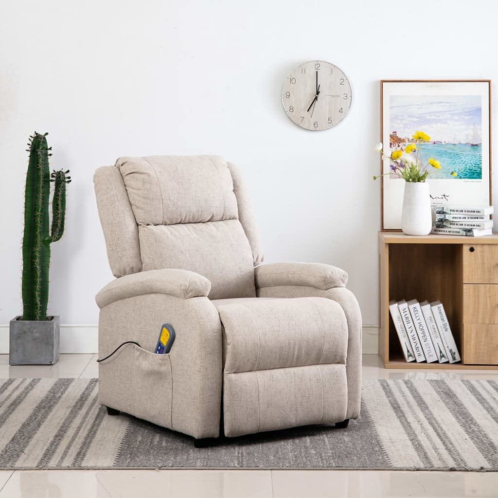 CHARMMA 322463 Massage Recliner Chair with Cream Fabric - 26.5KG for Home & Office Relaxation (AU/US Shipping Only)