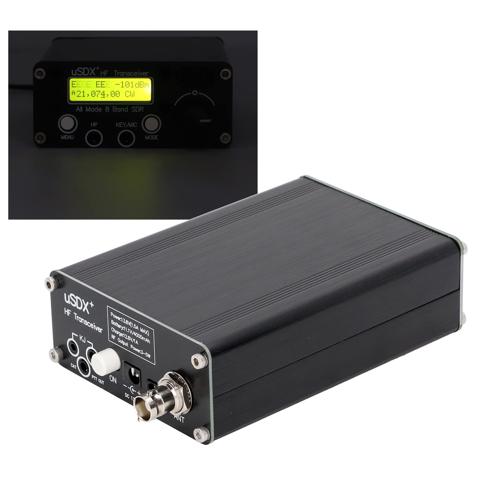 8 Band Radio Transceiver with LCD Display | SDR Full Mode HF Shortwave SSB QRP CW | BNC Antenna Connector & Computer Support | US Plug (100-240V) | Ideal for Ham Radio, Emergency Communication & Field Operations