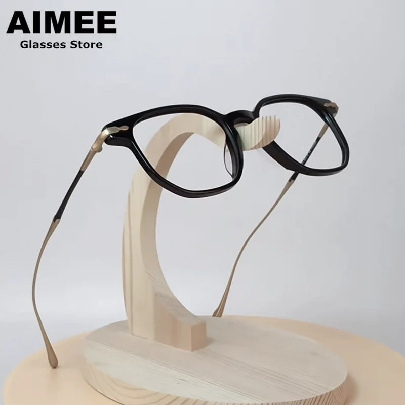 Aimee Unisex Full Rim Square Titanium Acetate Eyeglasses Frame 945887 - Lightweight Durable Eyewear for Work, Reading & Fashion