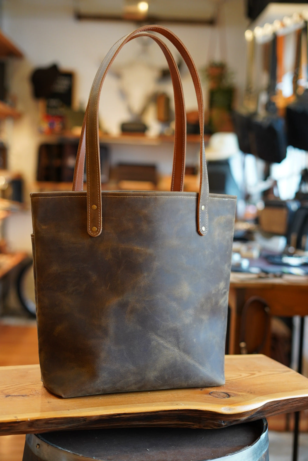 Premium Full Grain Buffalo Leather Tote Bag - Brown - Stylish & Durable Handbag for Women - Perfect for Work, Travel & Everyday Use